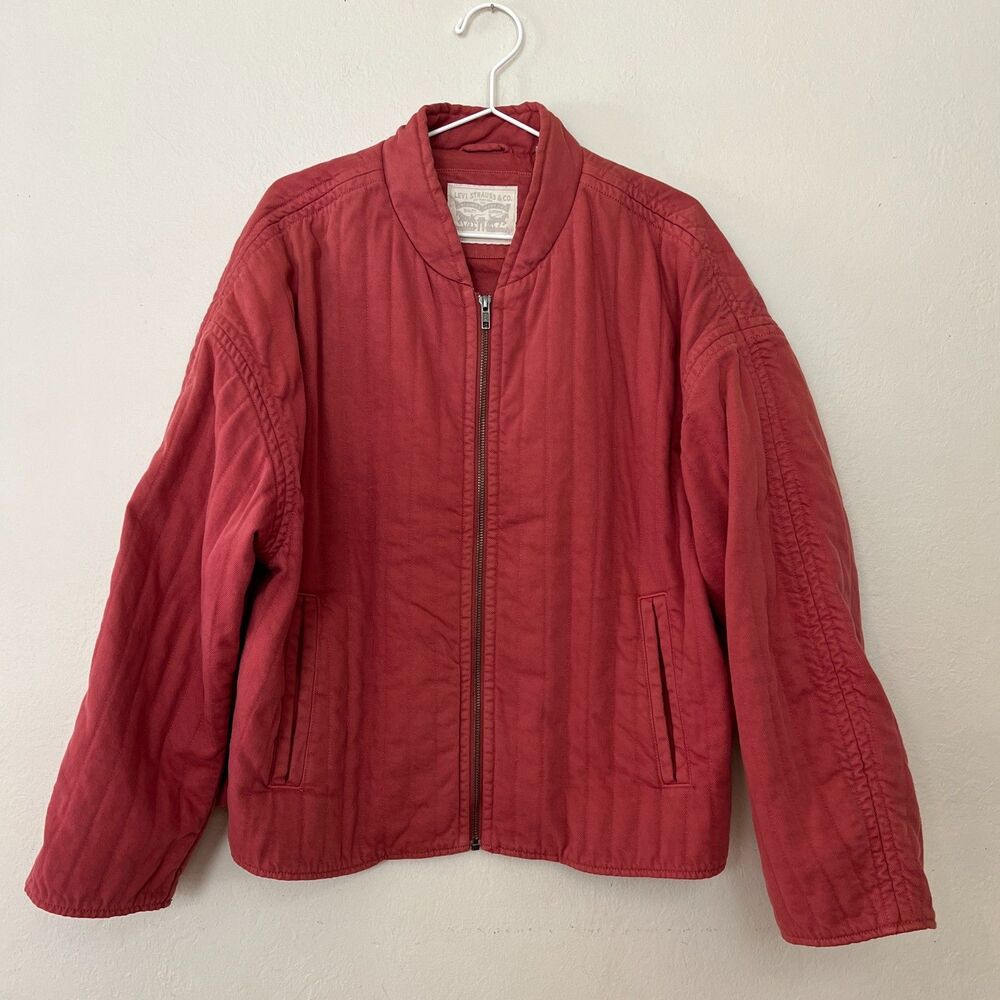 Levi's Kennedy 100% Cotton Quilted Red Bomber-Style Lightweight Jacket Size XL